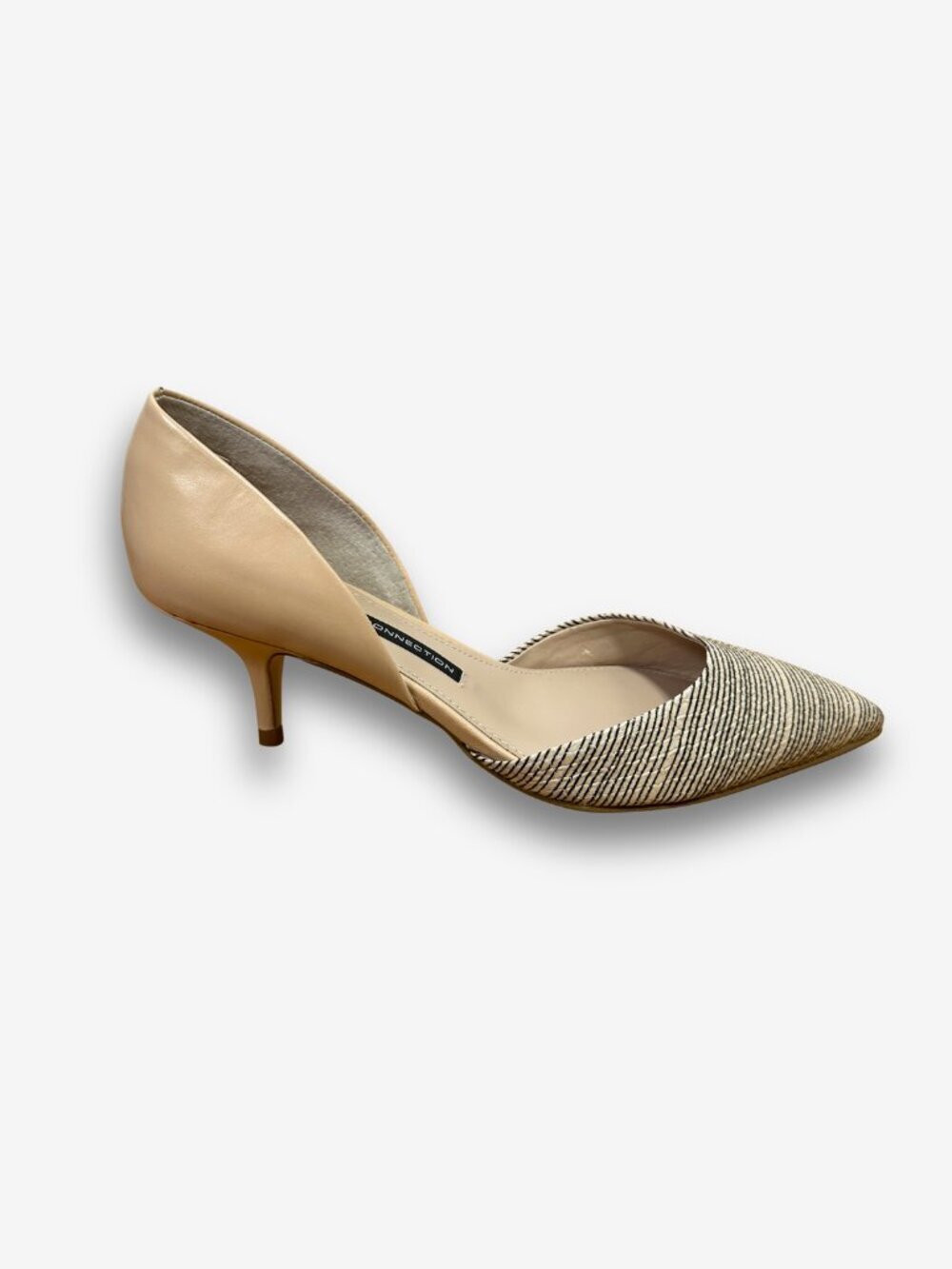 French Connection Effie Nude Leather Pointed Toe Kitten Heel Pump US 8